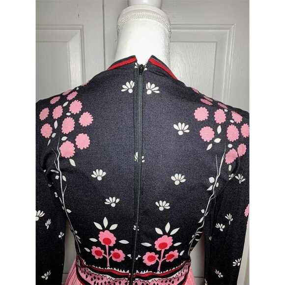 VINTAGE 1970's SAKS FIFTH AVENUE Iris Apfel Style Floral Pop Art Maxi Dress - Picture 5 of 7